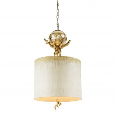 Trellis Single Pendant - Putty Patina & Silver Leaf