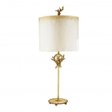 Trellis Single Table Lamp - Putty Patina & Silver Leaf