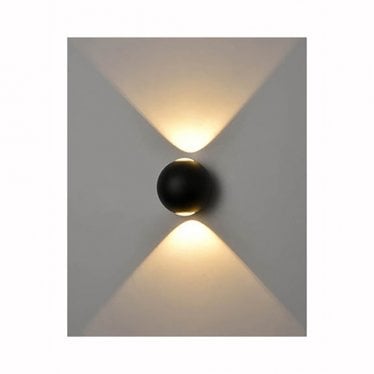 Aura 2 Light Circular Wall Fitting - Cast Aluminium & Matt Black