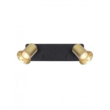 Broadway 2 Light Spotlight - Matt Black & Satin Brass