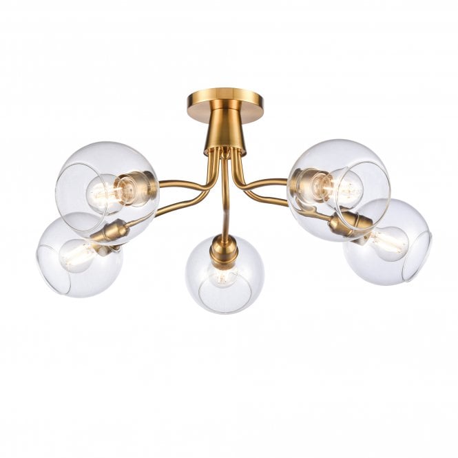 Franklite Franklite Chalice 5 Light Semi-Flush Fitting - Aged Brass