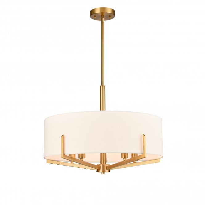 Franklite Franklite Clifton 5 Light Pendant / Semi-Flush - Aged Brass & Cream