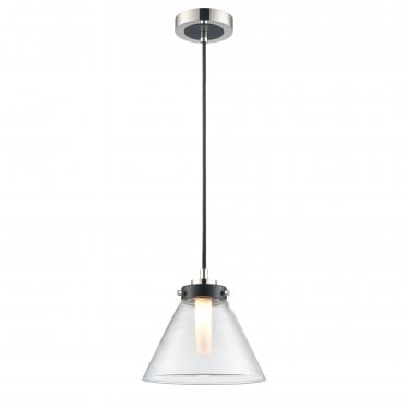 Conica IP44 Pendant - Matt Black & Polished Nickel