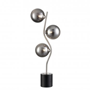 Cosmic Table Lamp - Satin Nickel & Smoked Glass