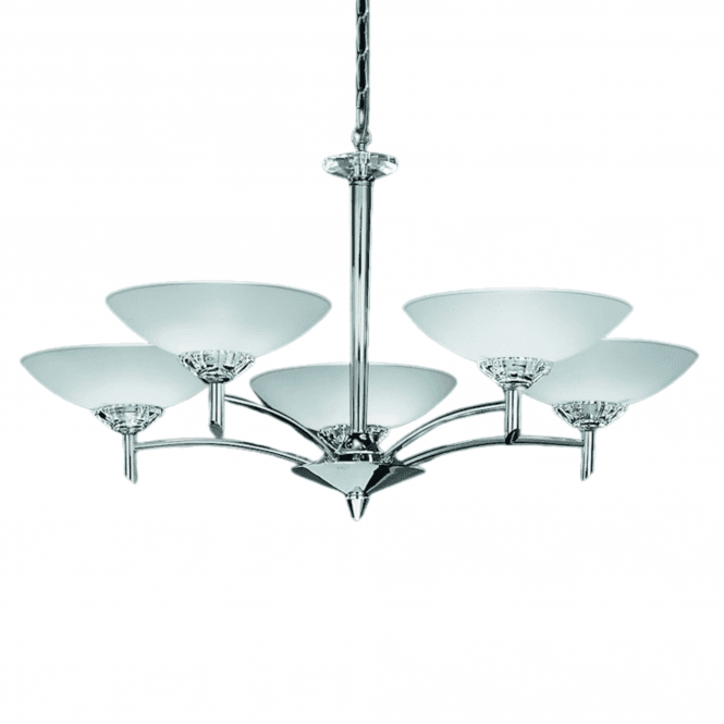 Franklite Franklite Fizz 5 Light Pendant - Chrome & Satin Opal Glass