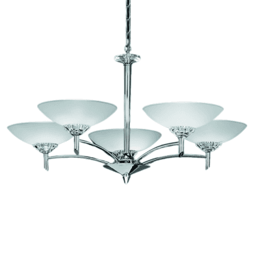 Fizz 5 Light Pendant - Chrome & Satin Opal Glass