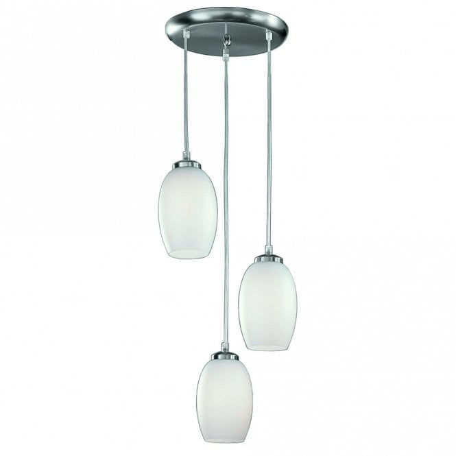 Franklite Franklite Pendeo 3 Light Pendant - Satin Nickel & Matt Opal Glass