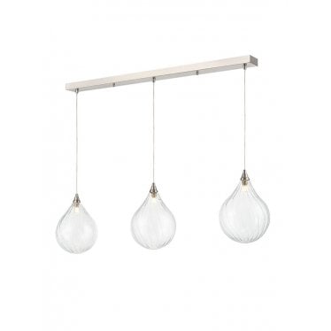 Perry 3 Light Bar Pendant - Satin Nickel & Clear Glass