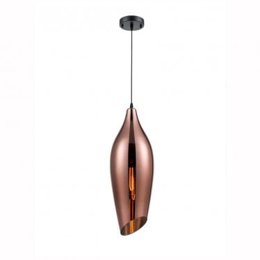 Taper Large Single Pendant - Copper Glass