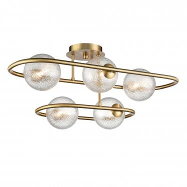 Trapeze 5 Light Wall / Ceiling Light - Aged Brass