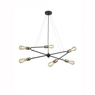 Triptych 6 Light Fitting - Iron & Brass