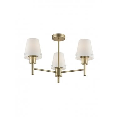 Turin 3 Light Fitting - Matt Gold & Matt Opal Glass