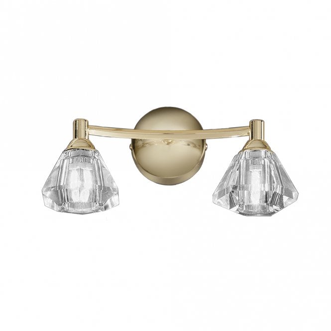 Franklite Franklite Twista 2 Light Wall Bracket - Brass & Crystal Glass