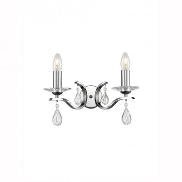 Willow 2 Light Wall Bracket - Chrome & Crystal Glass