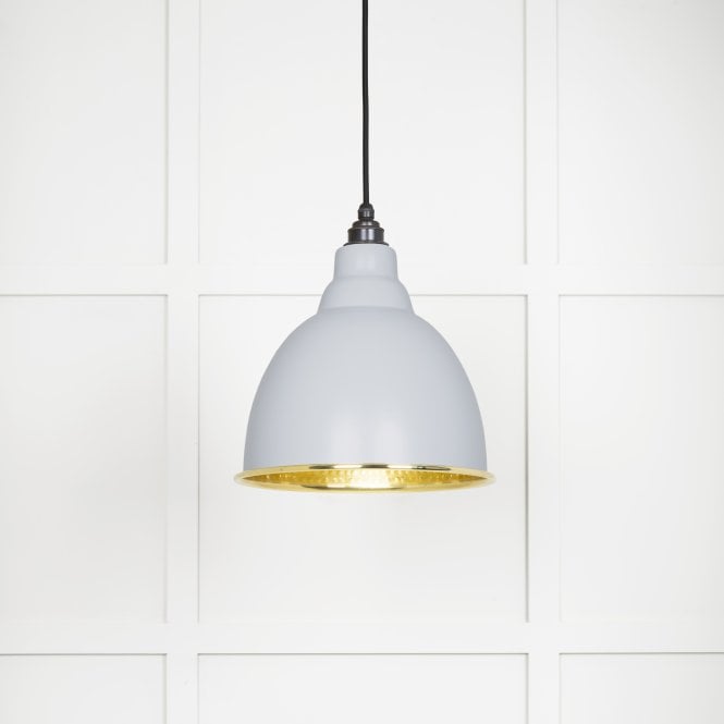 From The Anvil From The Anvil Hammered Brass Brindley Pendant - Birch (Pale Grey)