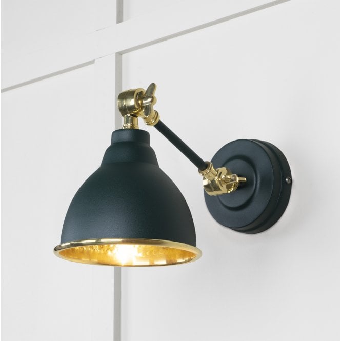 From The Anvil From The Anvil Hammered Brass Brindley Wall Light - Dingle (Rich Green)