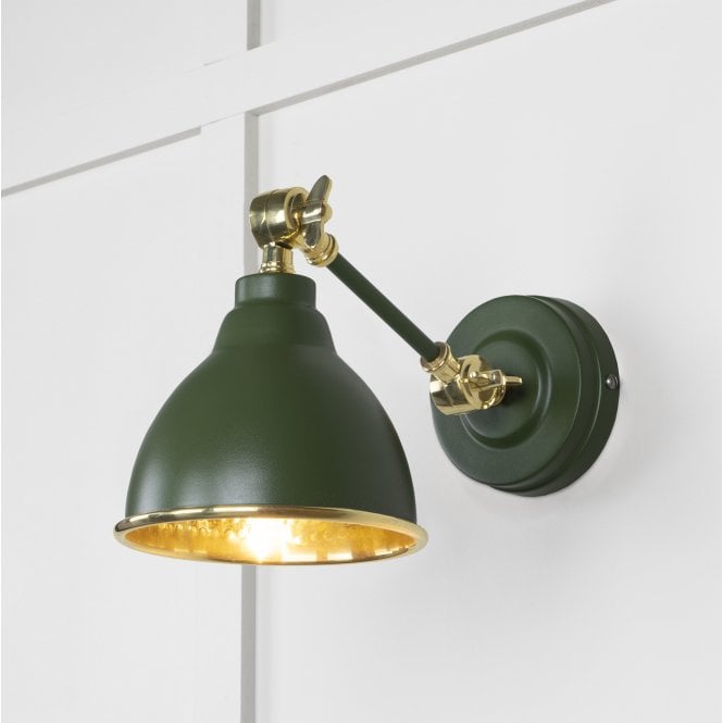 From The Anvil From The Anvil Hammered Brass Brindley Wall Light - Heath (Earthy Green)