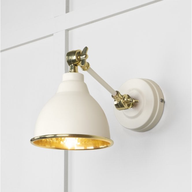 From The Anvil From The Anvil Hammered Brass Brindley Wall Light - Teasel (Off White/Cream)