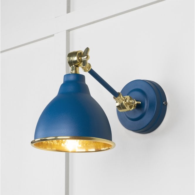 From The Anvil From The Anvil Hammered Brass Brindley Wall Light - Upstream (Blue)