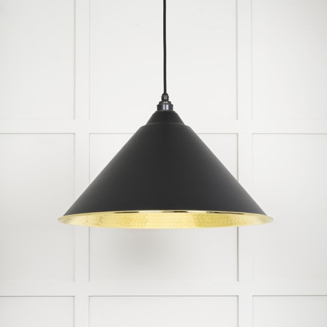 From The Anvil From The Anvil Hammered Brass Hockley Pendant - Elan Black