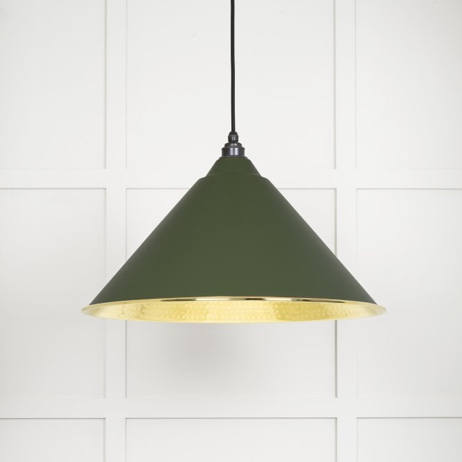 From The Anvil From The Anvil Hammered Brass Hockley Pendant - Heath (Earthy Green)