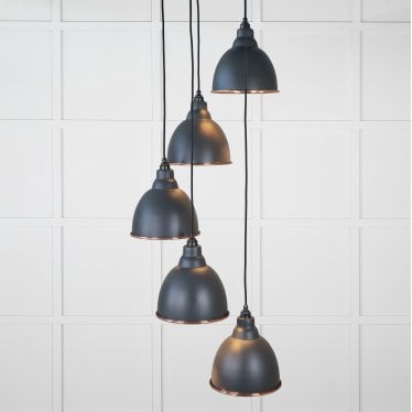 Hammered Copper Brindley Cluster Pendant - Soot (Dark Grey)