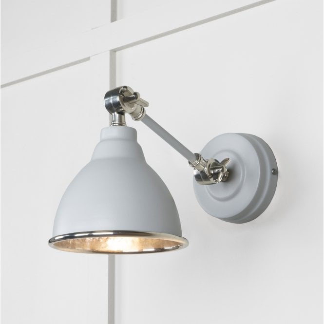 From The Anvil From The Anvil Hammered Nickel Brindley Wall Light - Birch (Pale Grey)