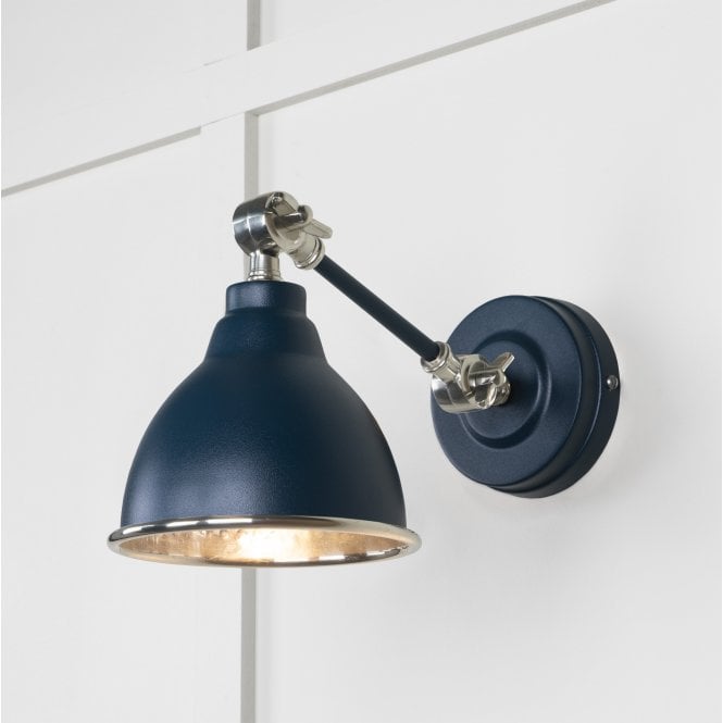 From The Anvil From The Anvil Hammered Nickel Brindley Wall Light - Dusk (Dark Blue/Grey)