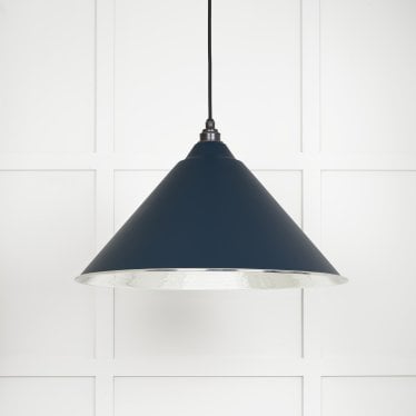 Hammered Nickel Hockley Pendant - Dusk (Dark Blue/Grey)