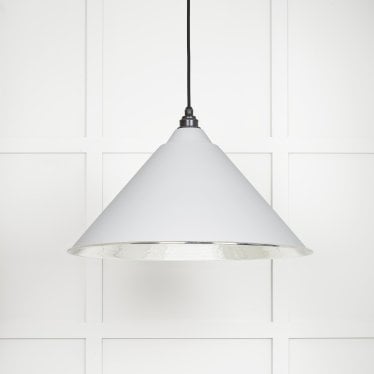 Hammered Nickel Hockley Pendant - Flock (Matt White)