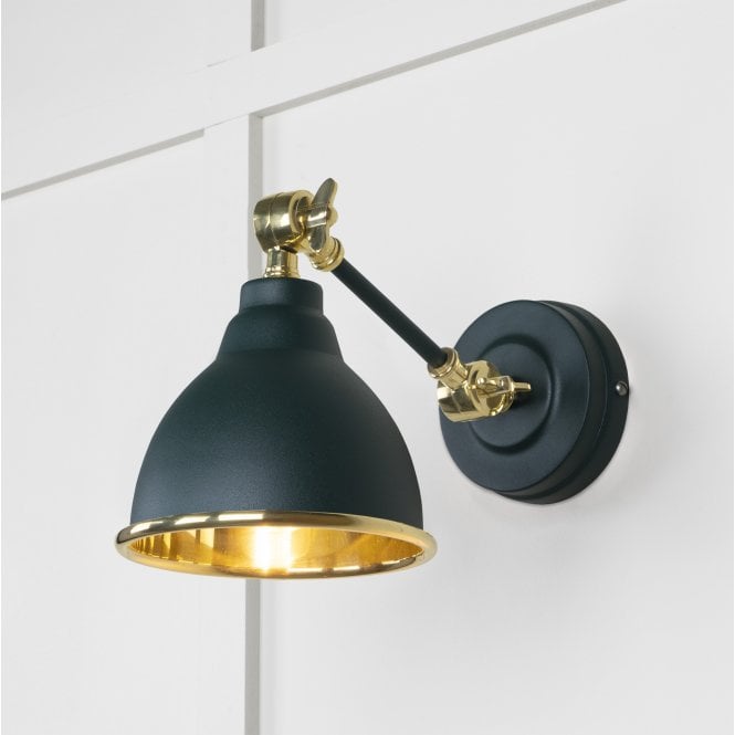 From The Anvil From The Anvil Smooth Brass Brindley Wall Light - Dingle (Rich Green)