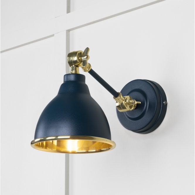 From The Anvil From The Anvil Smooth Brass Brindley Wall Light - Dusk (Dark Blue/Grey)