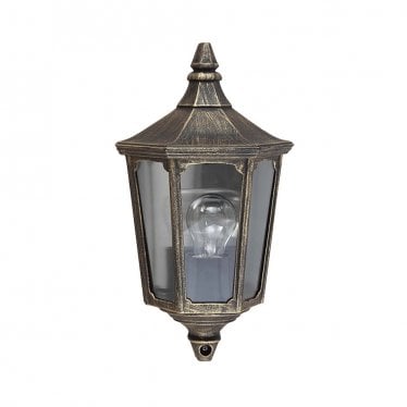 Cricklade Single Half Wall Lantern - Black & Gold