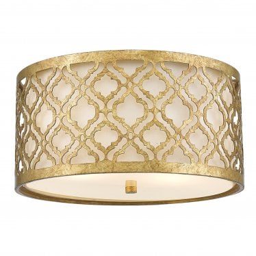 Arabella 2 Light Flush Fitting - Distressed Gold