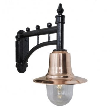 Classic Railway Style 0.62m Wall Light - Cast Iron, Steel & Copper Head