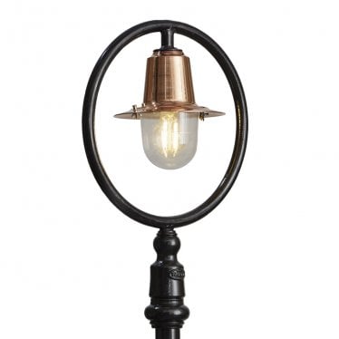 Classic Railway Style 1.49m Lamp Post - Cast Iron, Steel & Copper Head