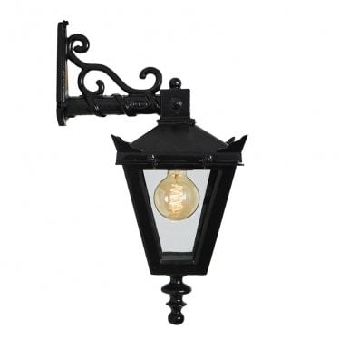 Victorian 0.48m Traditional Downturned Wall Light With Decorative Arm - Cast Iron