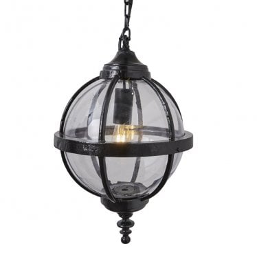 Victorian 0.65m Globe Hanging Light With Chain - Galvanised Steel