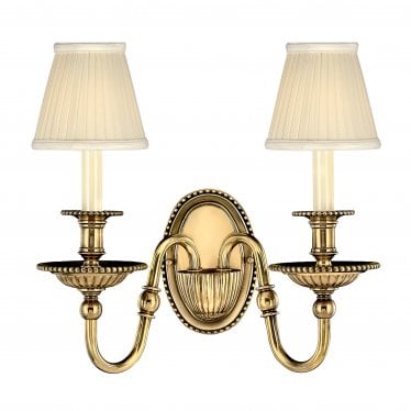 Cambridge 2 Light Wall Light - Double Shades - Burnished Brass