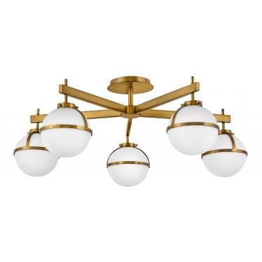 Hollis 5 Light Chandelier - Opal - Heritage Brass