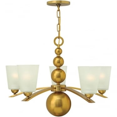 Zelda 5 Light Chandelier - Vintage Brass