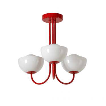 Dome 3 Light Ceiling Pendant - Jam Red