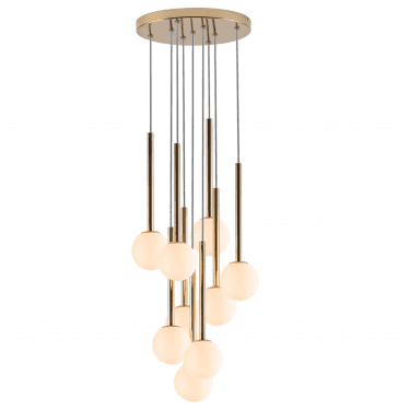 Opal Ball Cluster Ceiling Light - Brass