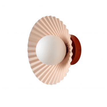 The Pleat Wall Light - Burnt Orange & Pale Pink