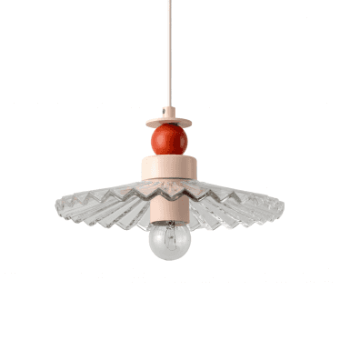 The Ribbed Ceiling Pendant -Burnt Orange & Pale Pink