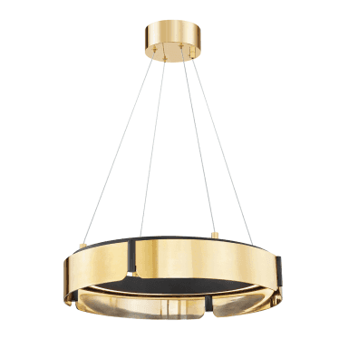 Tribeca Small LED Chandelier - Aged Brass & Black