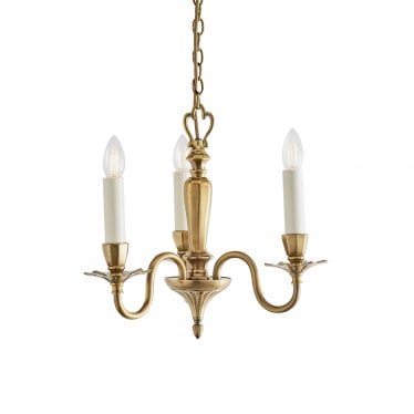 Asquith 3 Light Pendant - Solid Brass & Gloss Ivory Paint