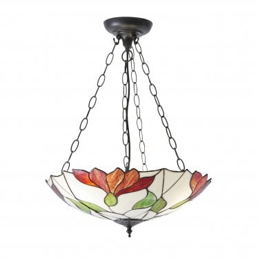 Botanica Inverted 3 Light Pendant - Tiffany Glass