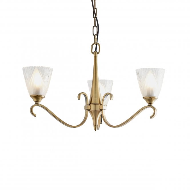 Interiors 1900 Interiors 1900 Columbia 3 Light Pendant - Antique Brass with Clear & Frosted Glass