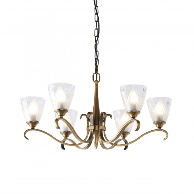 Interiors 1900 Interiors 1900 Columbia 6 Light Pendant - Antique Brass with Clear & Frosted Glass